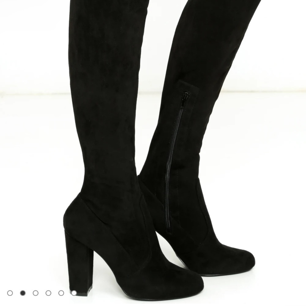 Lulus So Much Yes Black Suede Over the Knee Boots - Picture 2 of 3